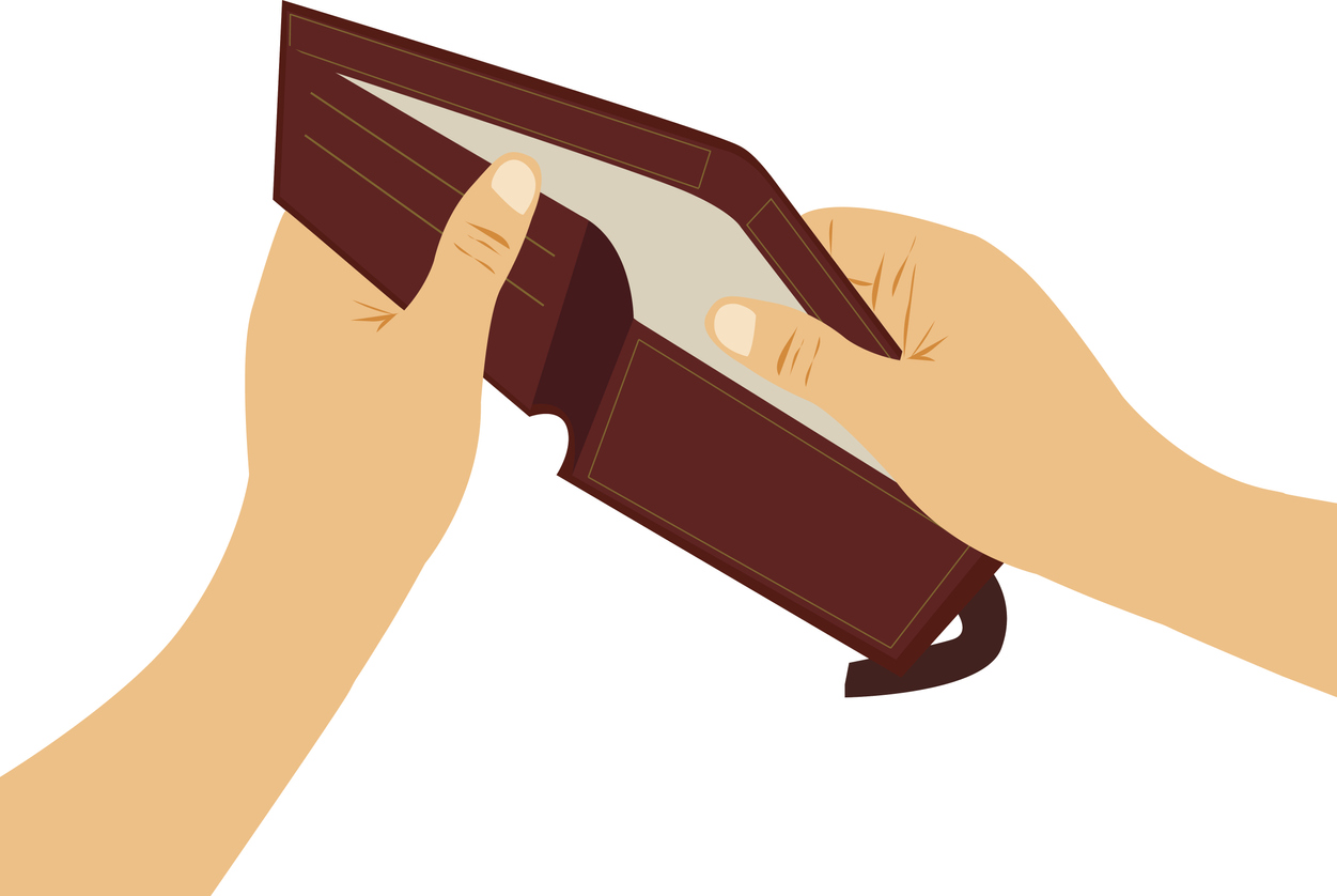 Poor Wallet Vector Empty wallet, broke vector Illustration design concept | Fondazione Adecco